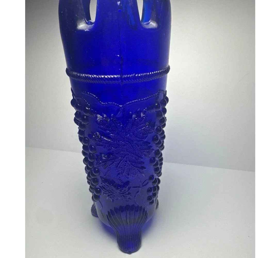 Vintage Northwood Cobalt Blue Grape Cluster Glass Hat Pin Holder 7